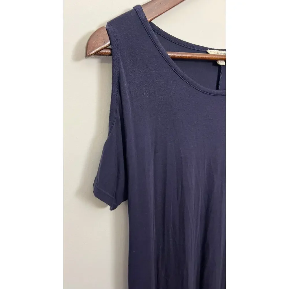 Zenana Outfitters T-Shirt Dress Womens S Navy Blue Cold‎ Shoulder Short Sleeve